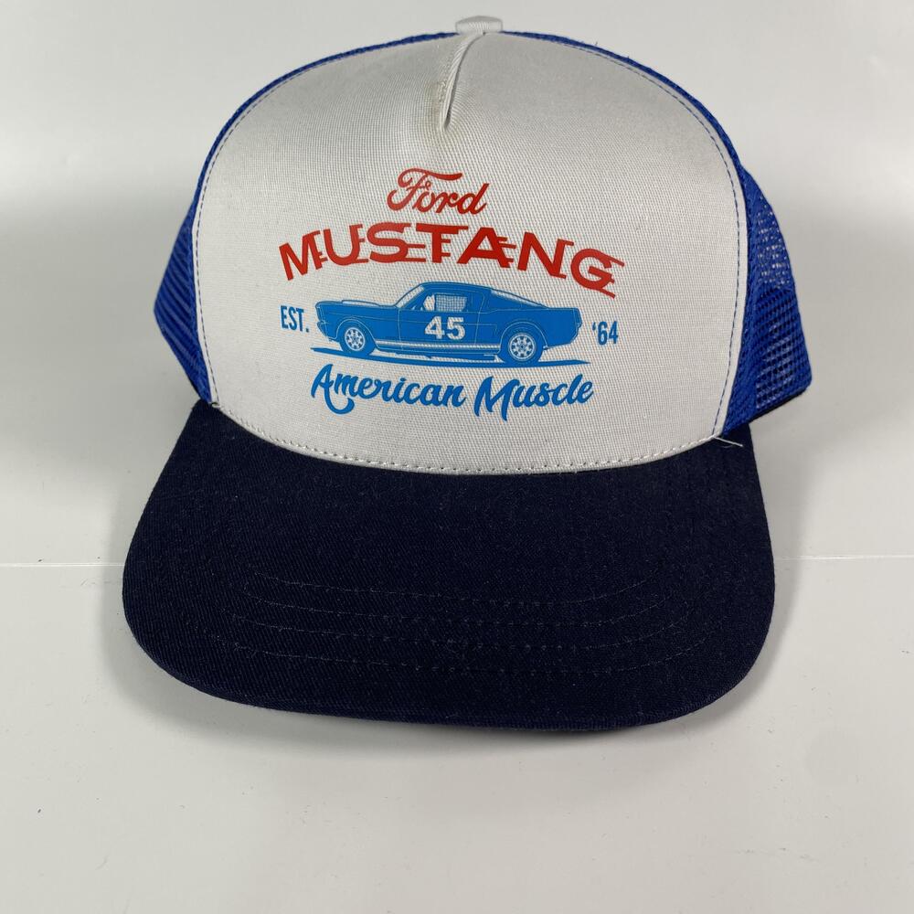 Unionwear Ford Mustang Hat Cap Snap Back One Size Blue Trucker Mens American
